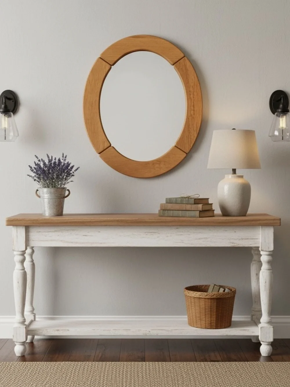 Rare Vintage Swedish Pine Framed Mirror